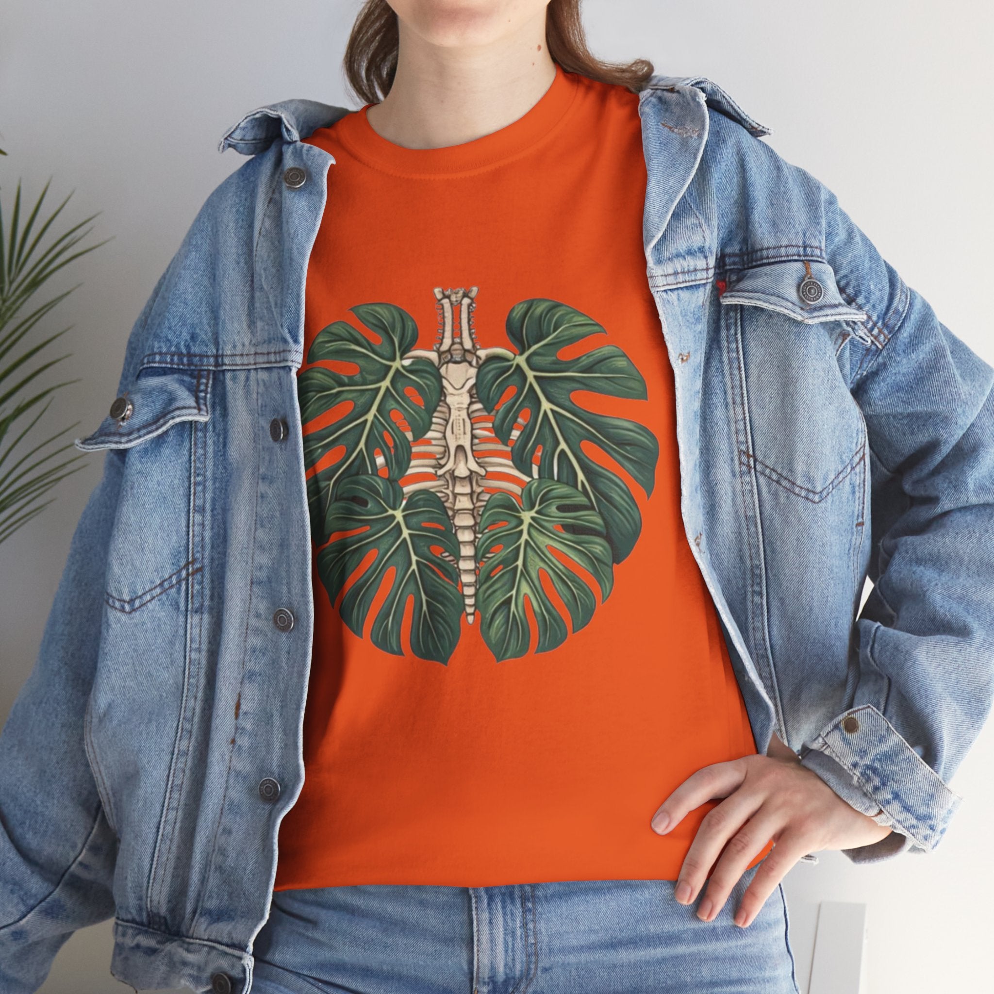 T-Shirt | Tropical Monstera with Brass Skull Botanical Graphic